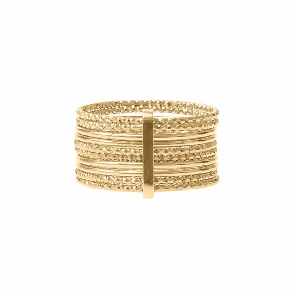 Bague argent multi-anneaux semainier doré