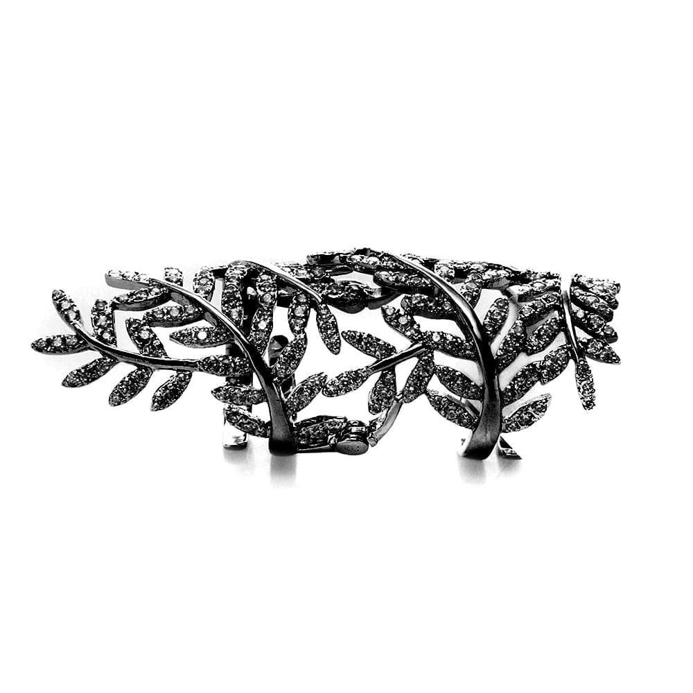 Bague argent noir articulé feuillage sacré