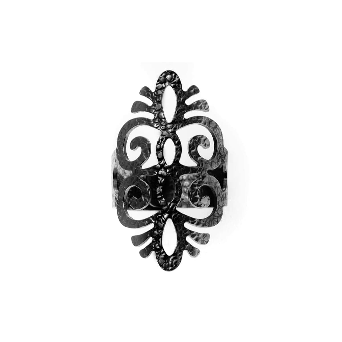 Bague argent  noir losanges découpe laser ajustable