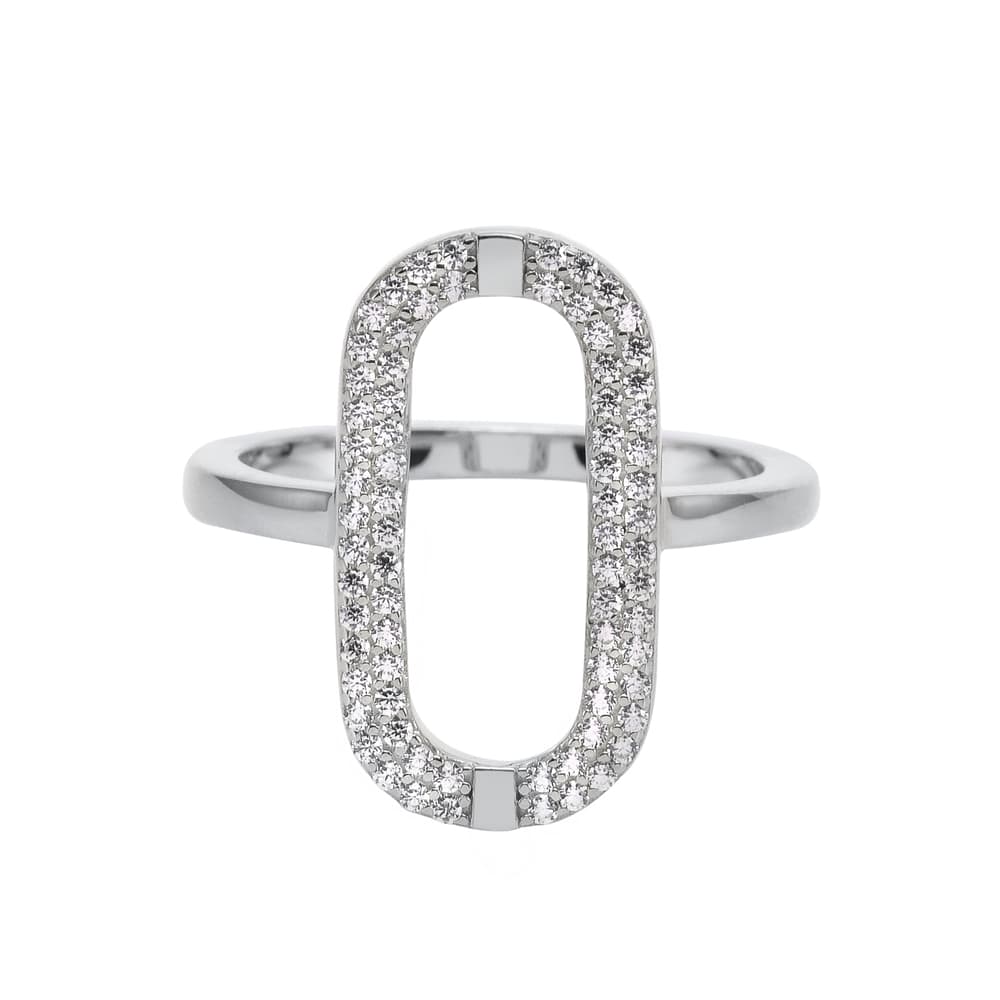 Bague argent ovale sertie de zirconium