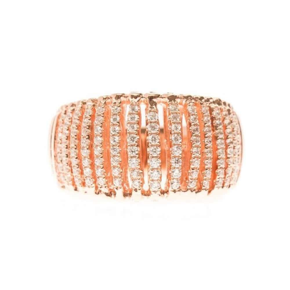 Bague argent rose passage sertie pierres blanches