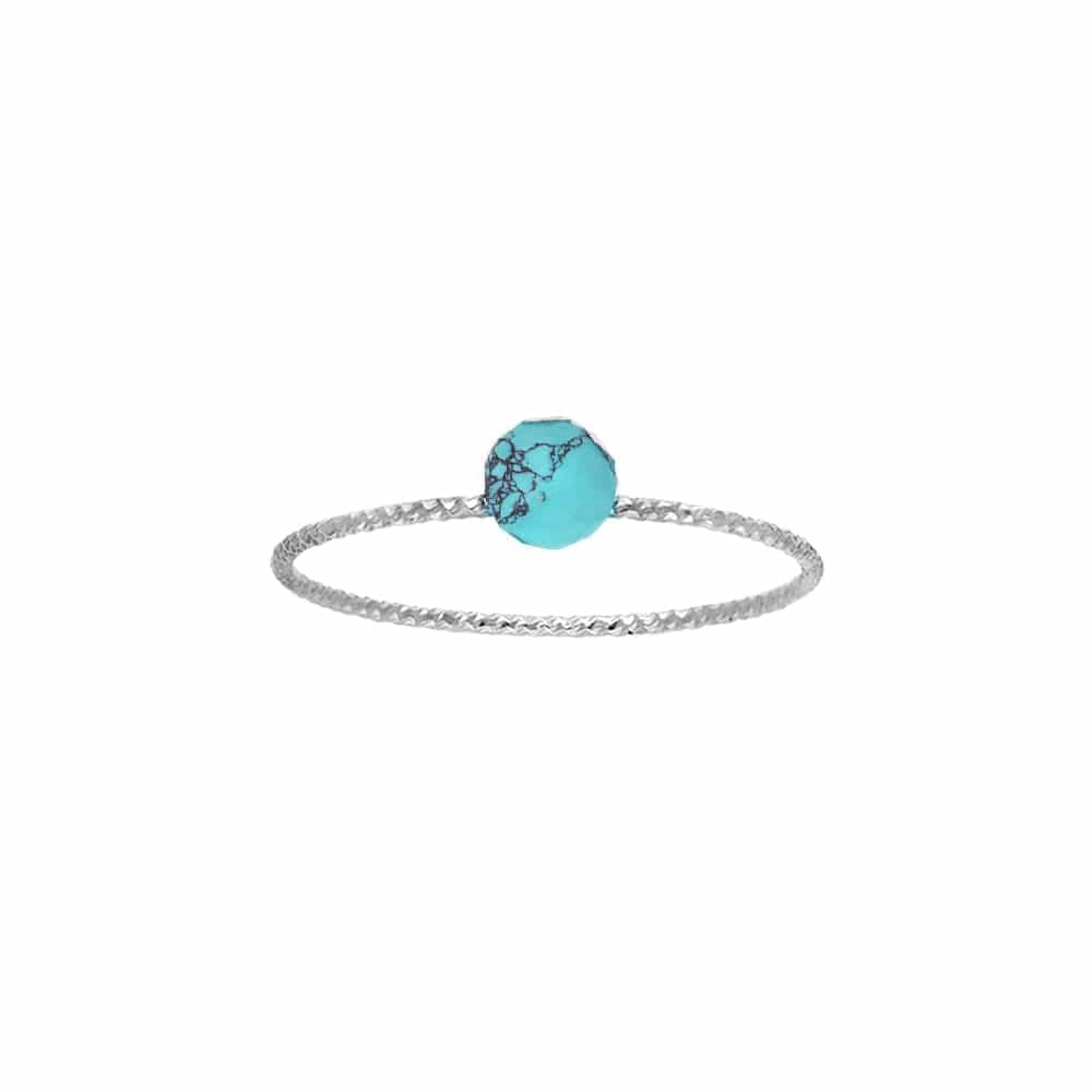 Bague argent perle fixe pierre turquoise