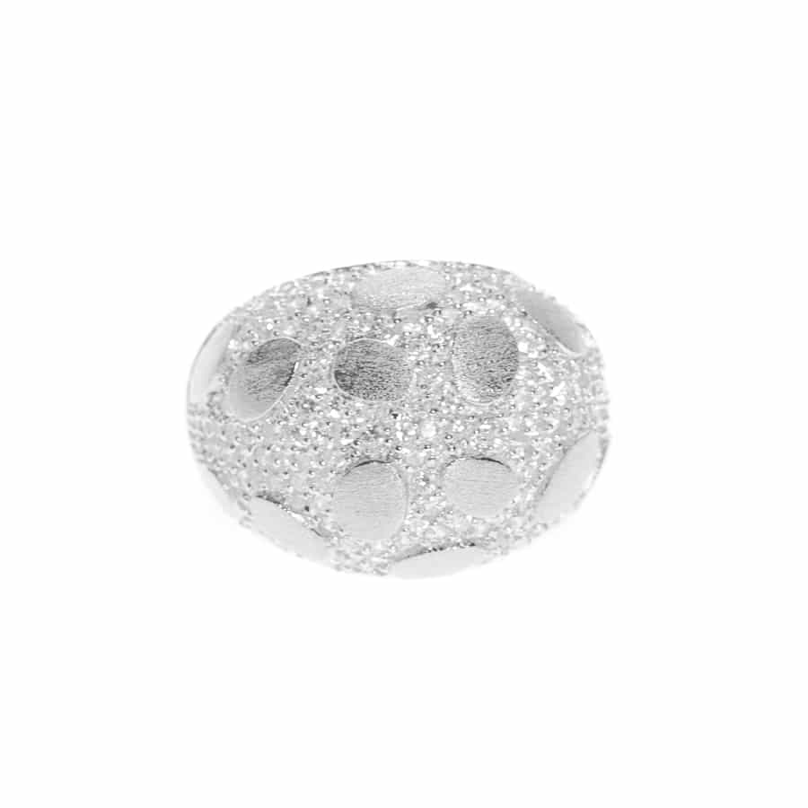 Bague argent rhodie alternance