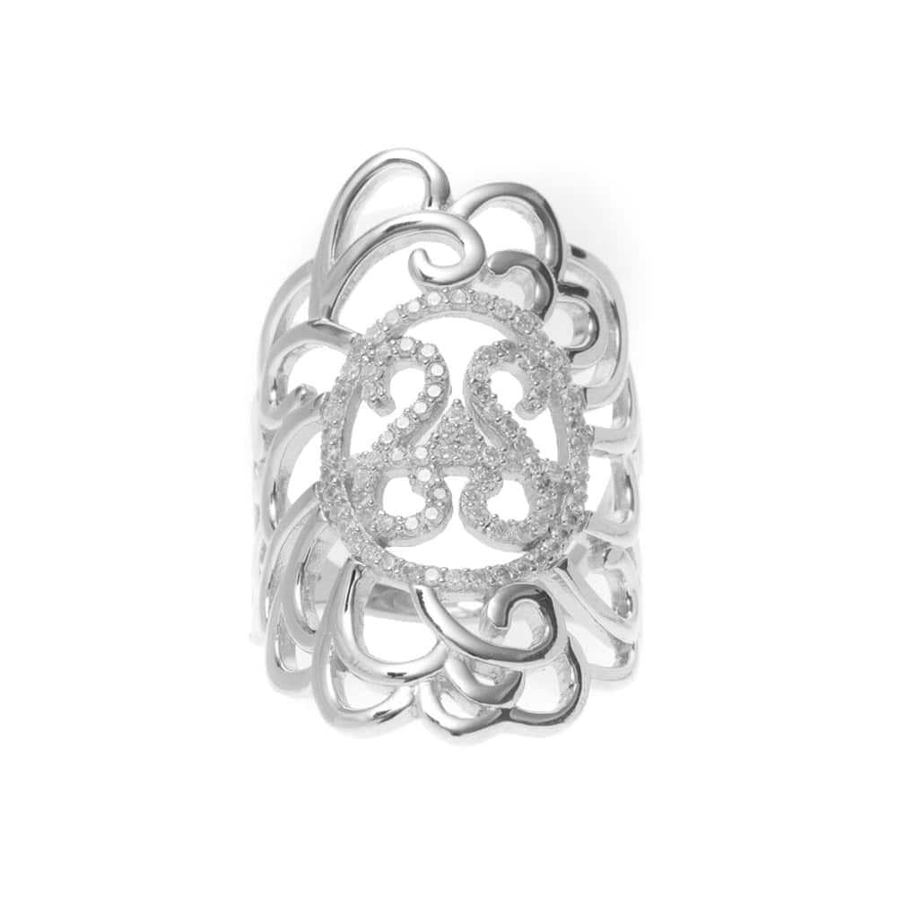 Bague argent rhodié arabesque orus sertie