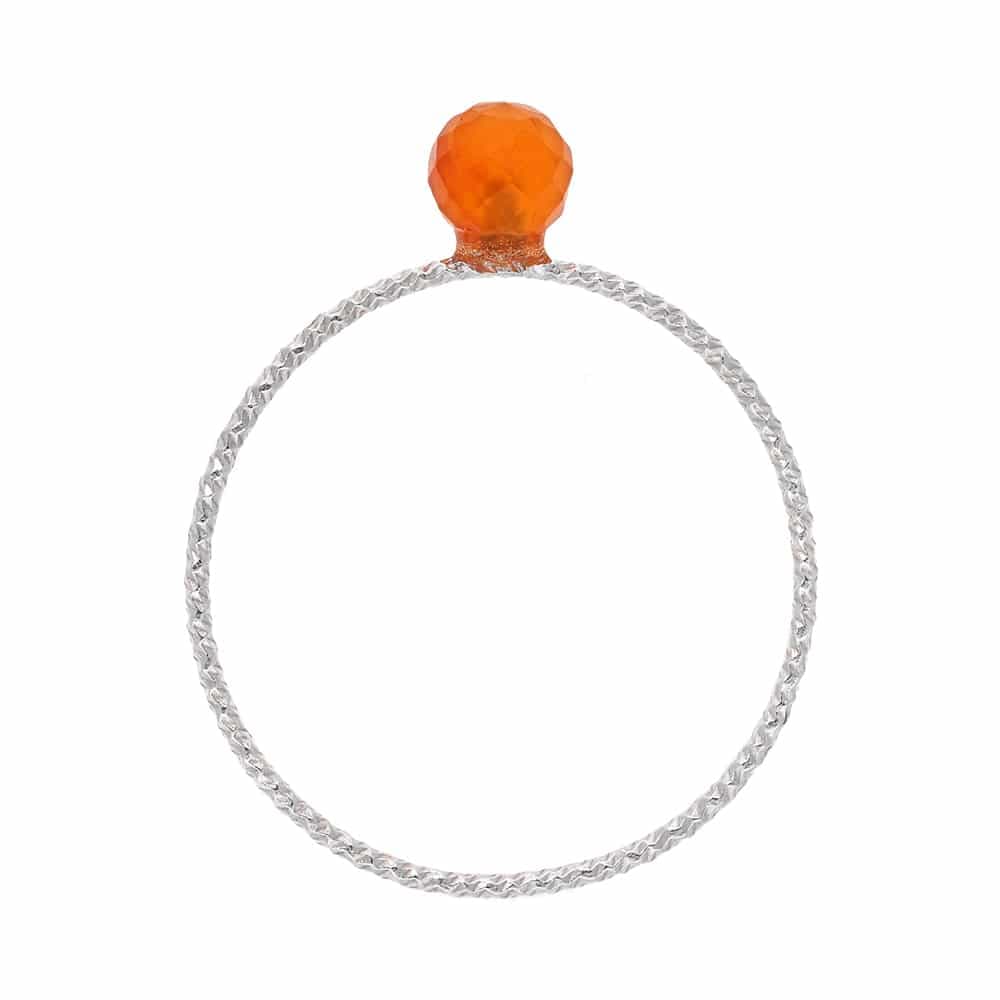 Bague argent rhodié perle fixe cornaline