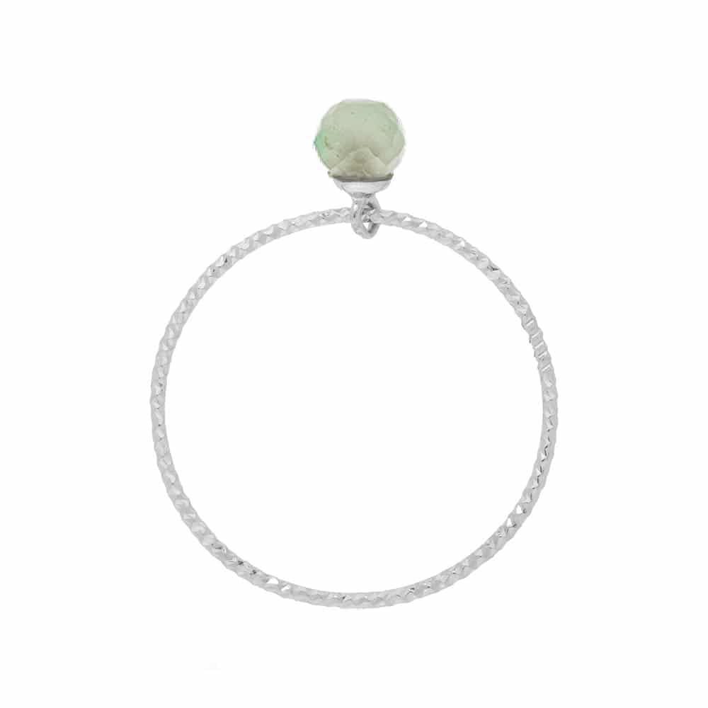 Bague argent rhodié perle grise pierre naturelle labradorite