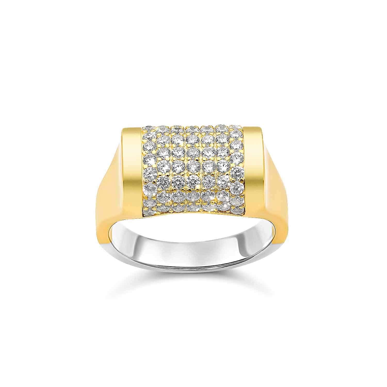 Bague rouleau argent doré sertie de zirconium