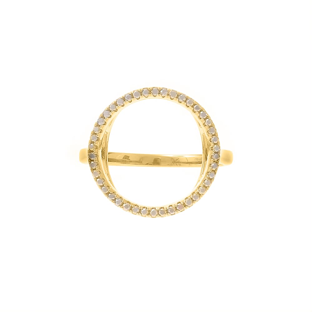 Bague argent ronde dorée zirconium blanc