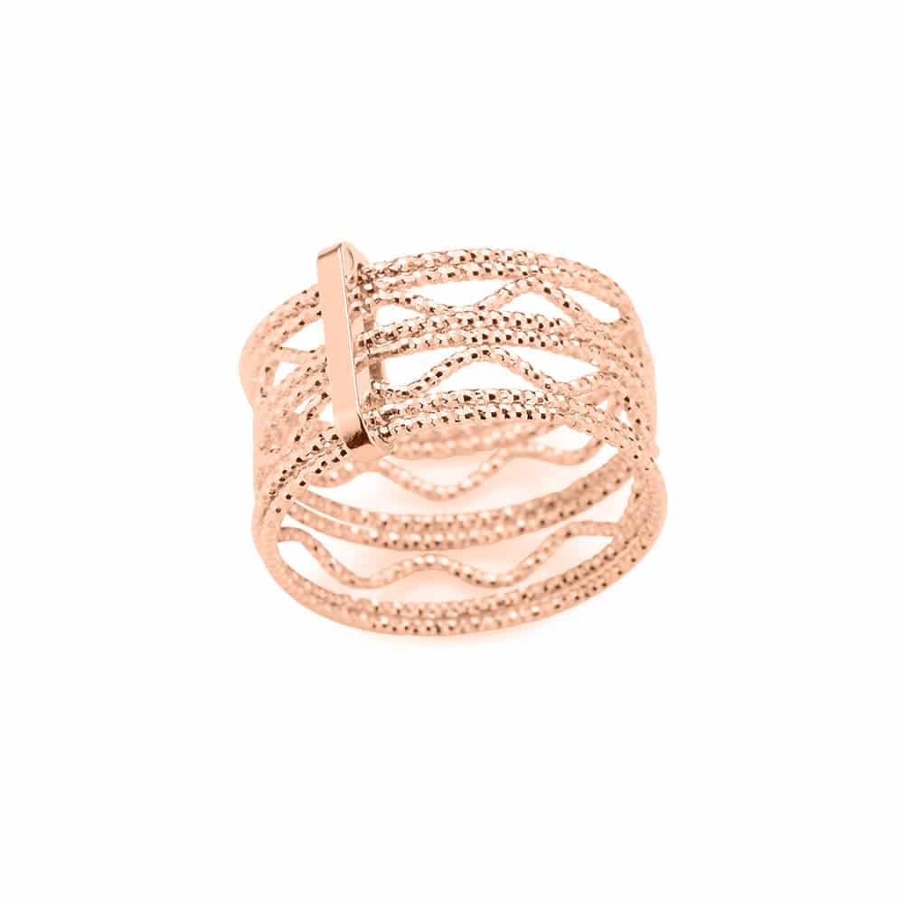 Bague argent rose anneaux ondulés