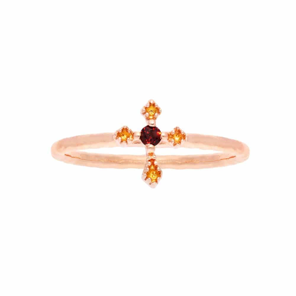 Bague argent rose croix du sud grenat