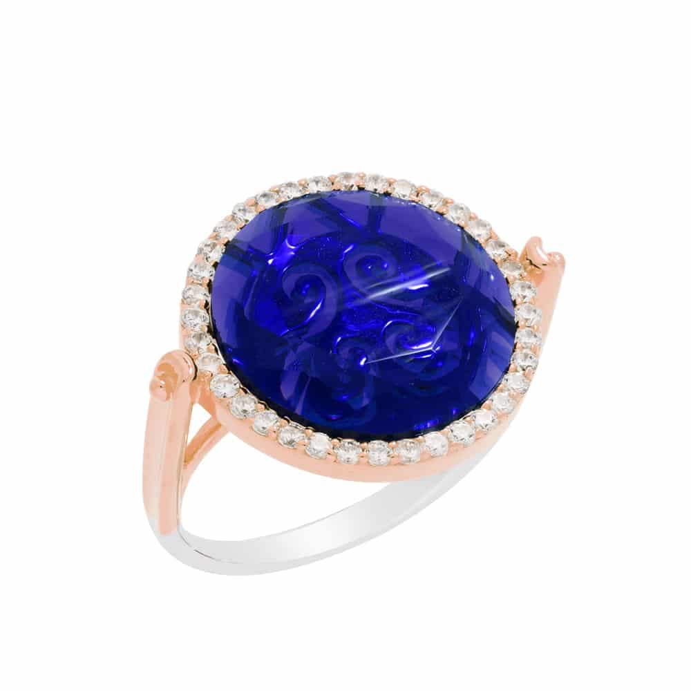 Bague argent rose disque marine