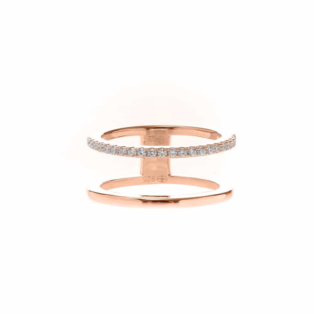 Bague argent rose double