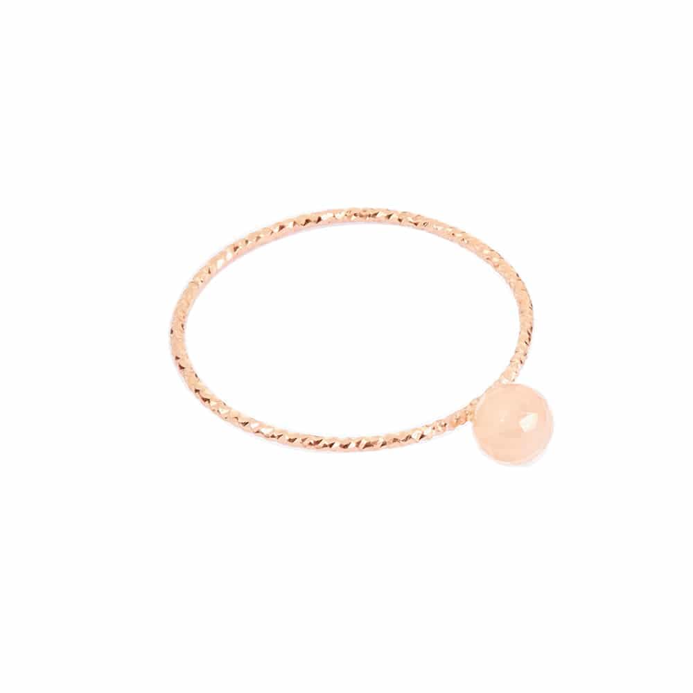Bague argent rose perle fixe pierre de lune