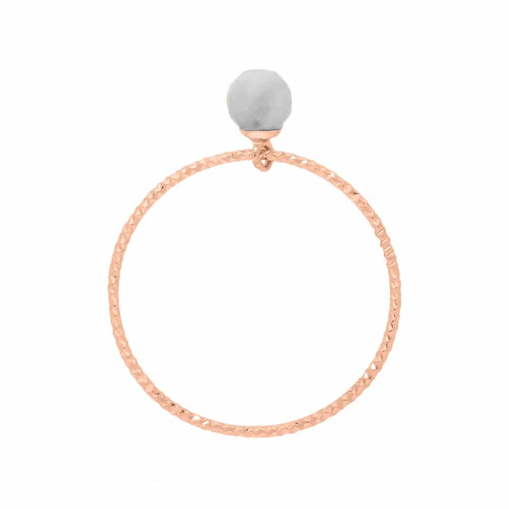 Bague argent rose perle pierre grise