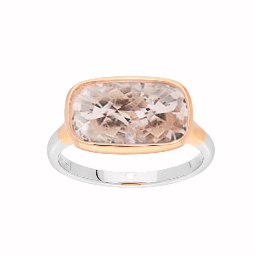 Bague argent rose petit galet poudré