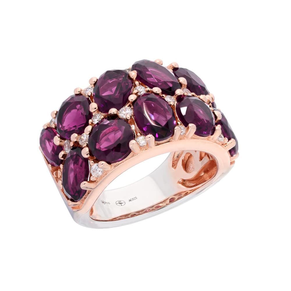 Bague argent rose pierres baroques prunes