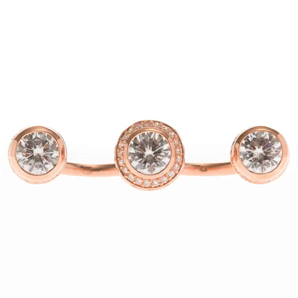 Bague argent rose rebelle trois pierres