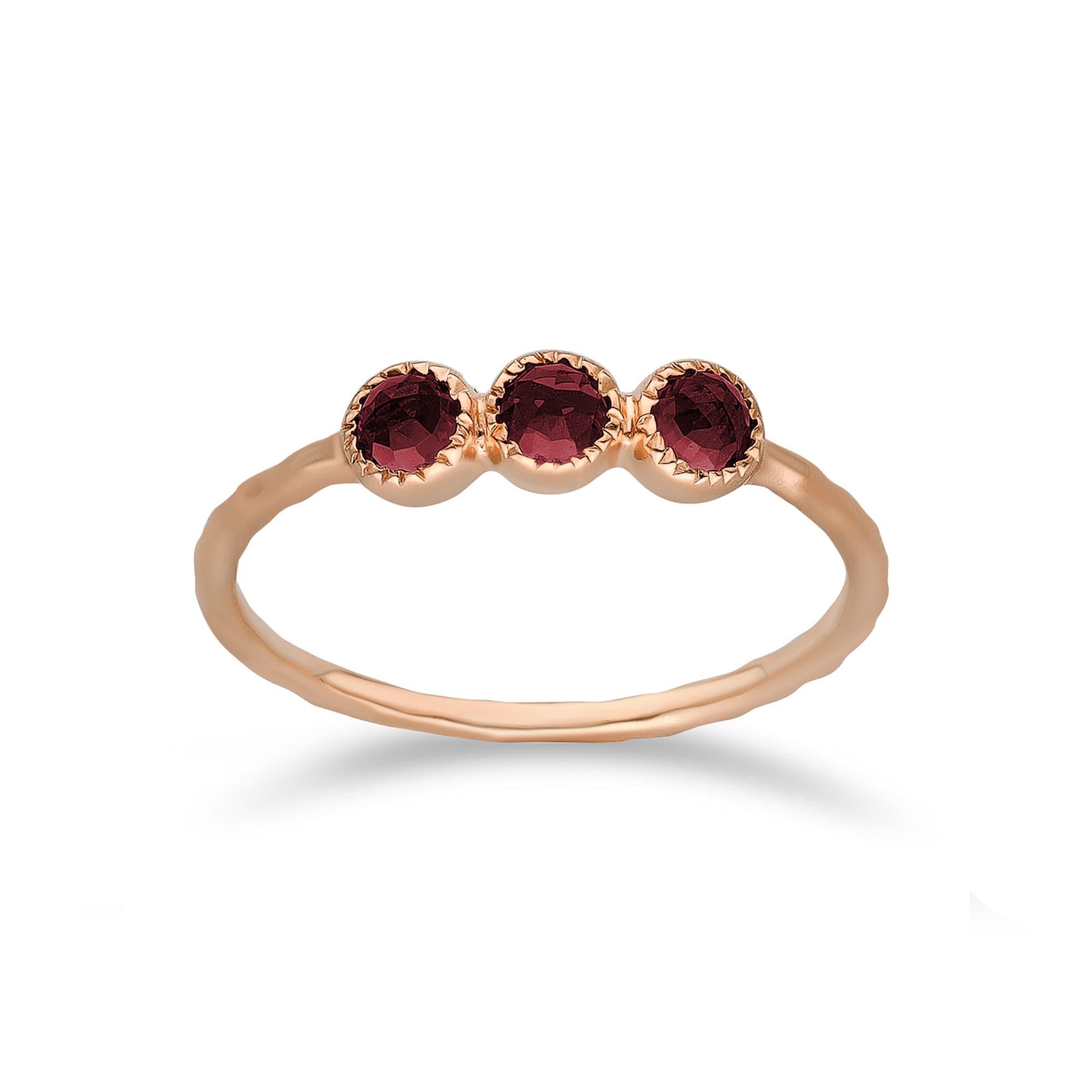 Bague argent rose trilogie grenat