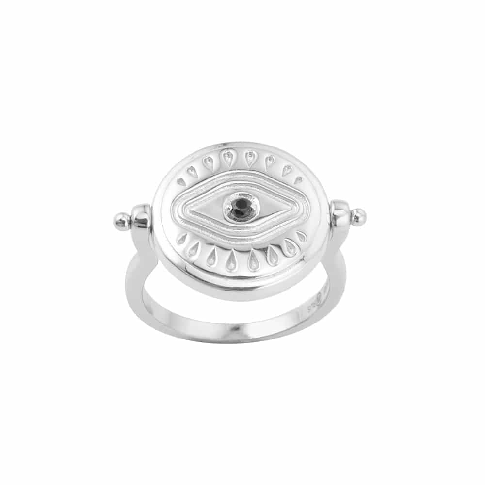 Bague argent œil orus pierre onyx sarah