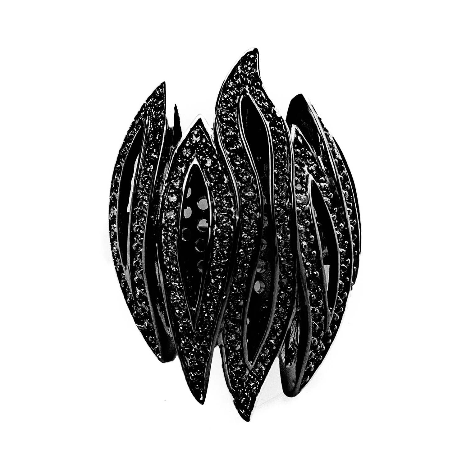 Bague argent sulfureuse sertie noir