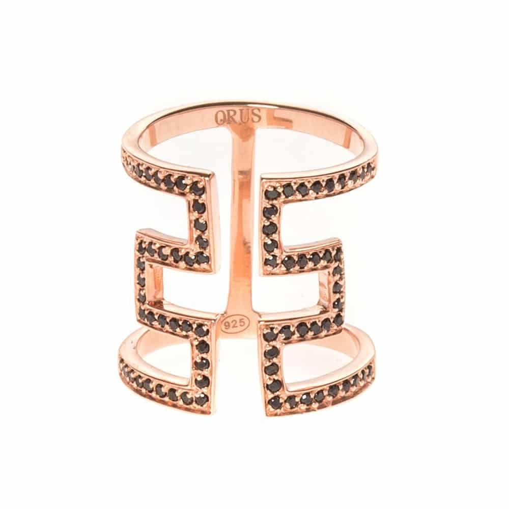 Bague argent symétrique sertie rose