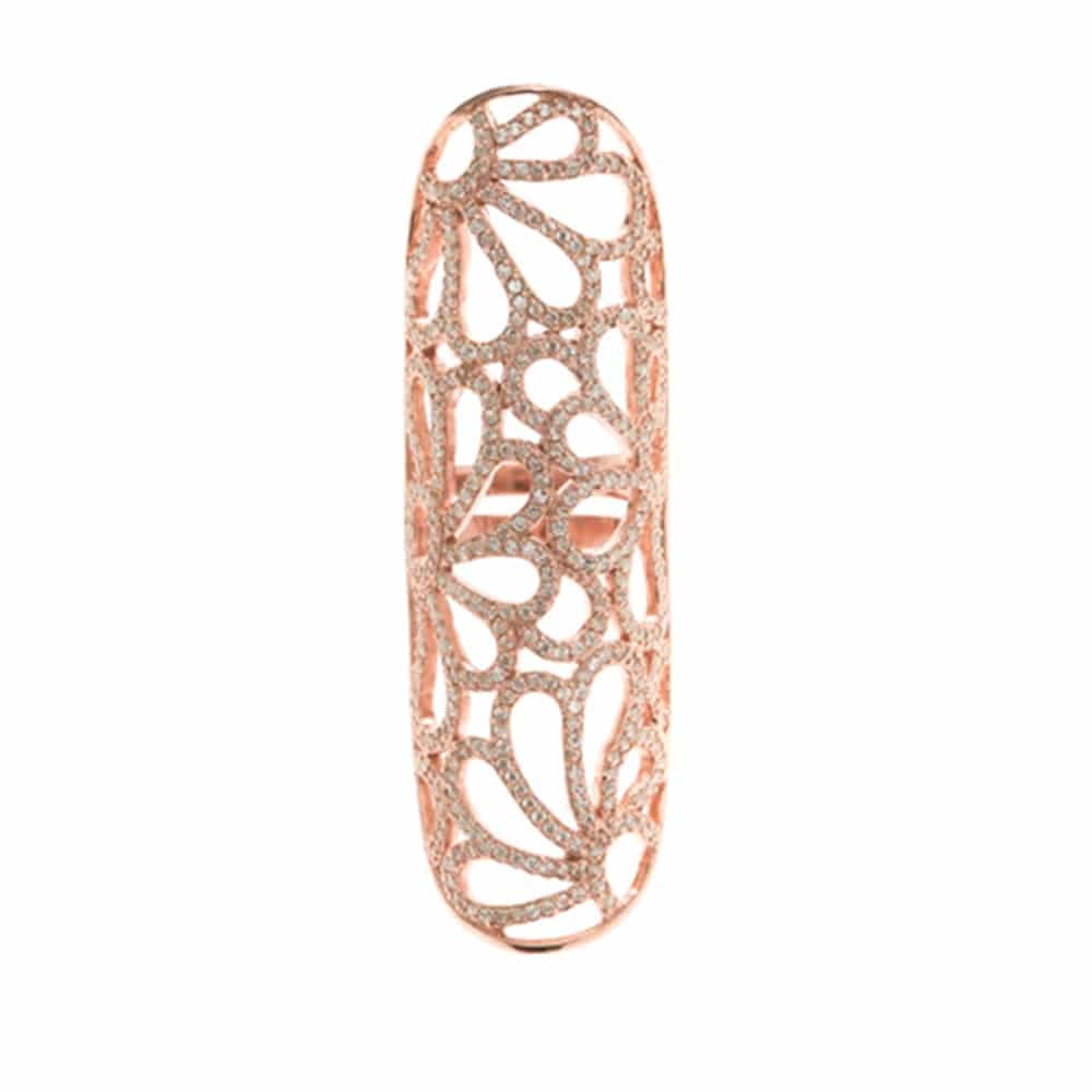Bague argent toute fleur doré rose