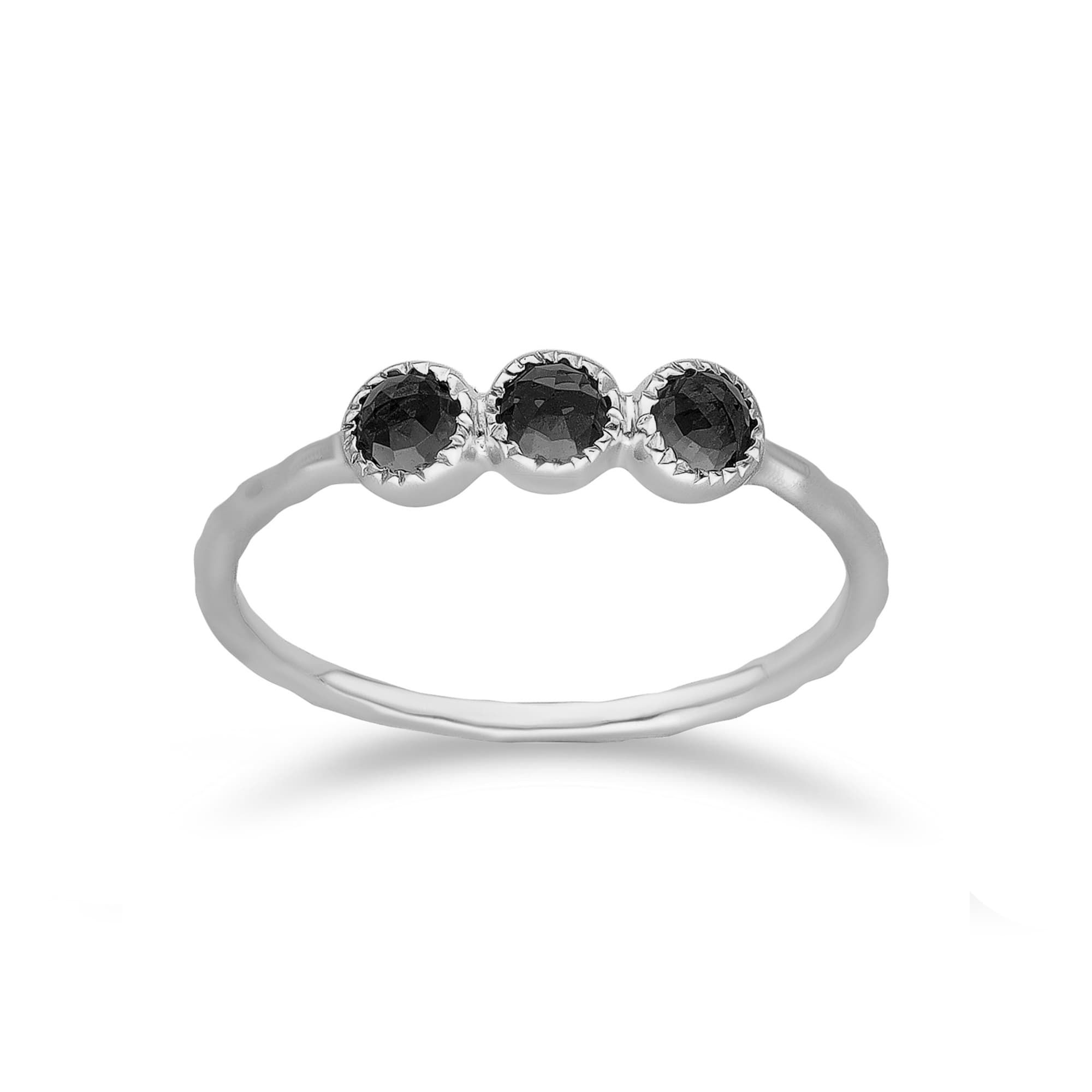 Bague argent trilogie spinelle noire