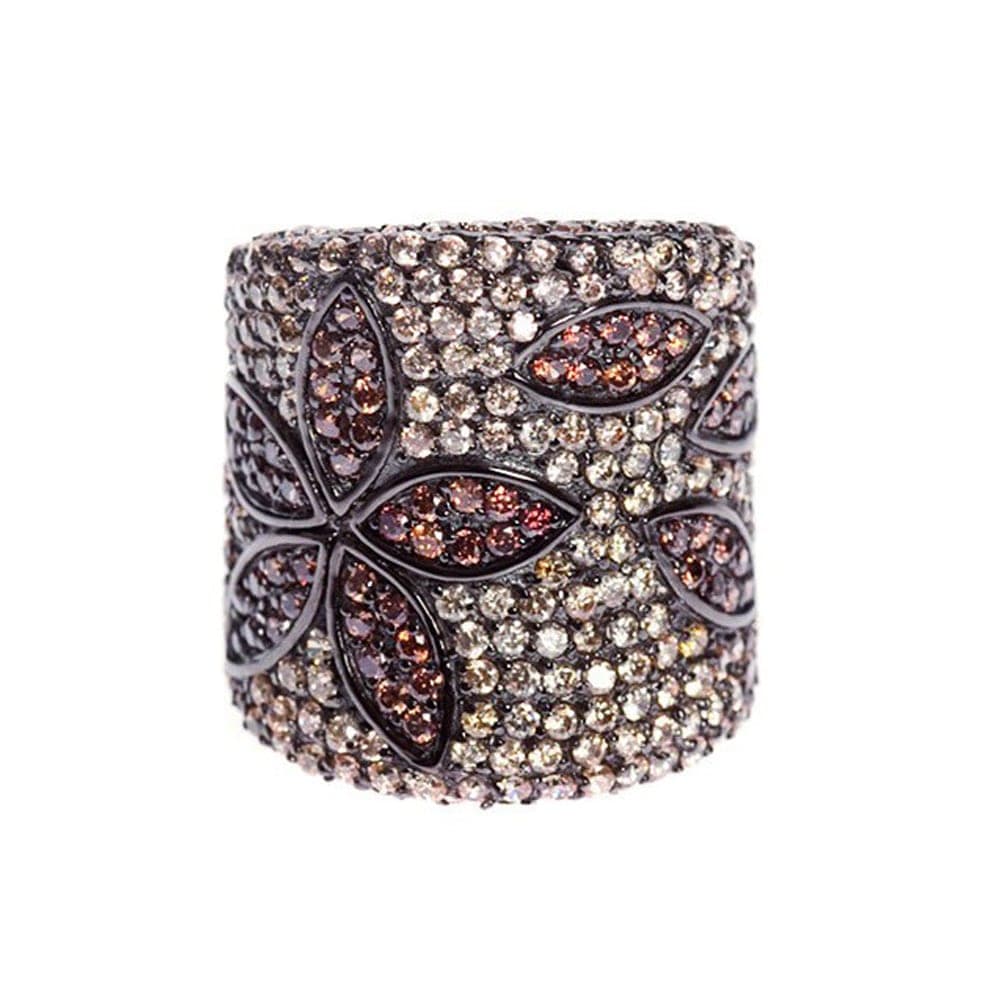Bague argent tube scintillant rose et cognac