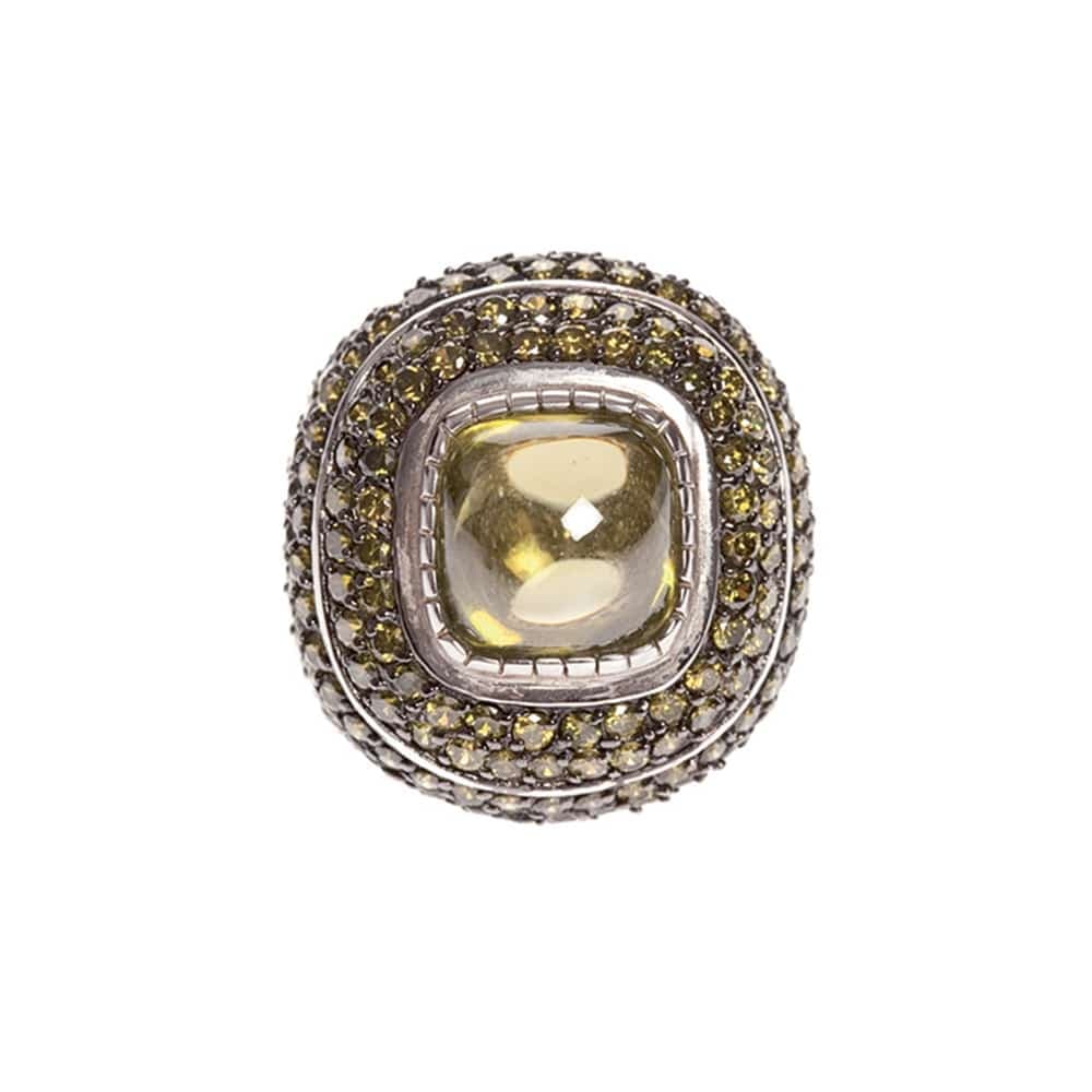 Bague argent vert belle époque