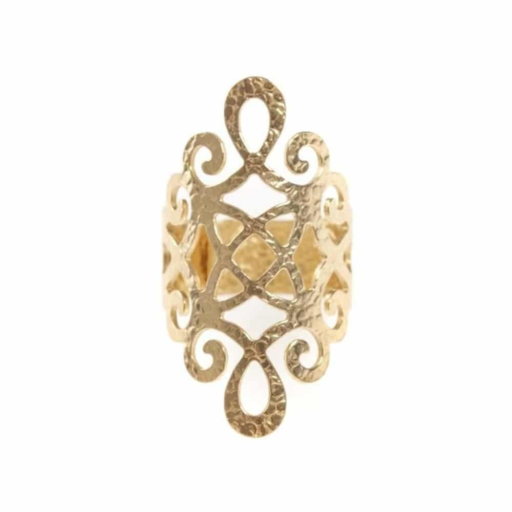 Bague argent volute d'orient dorée