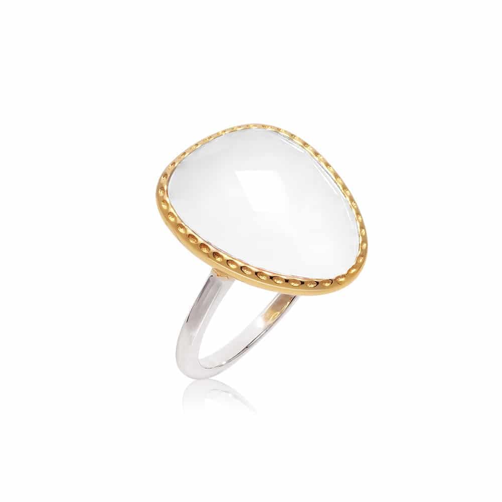 Bague argent doré victoria cristal blanc