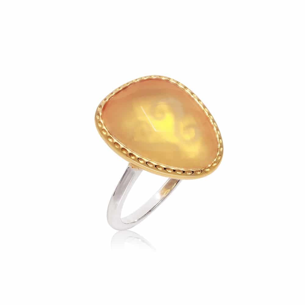 Bague argent doré victoria cristal pêche