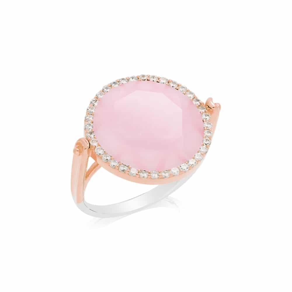 Bague disque argent rose disque rose