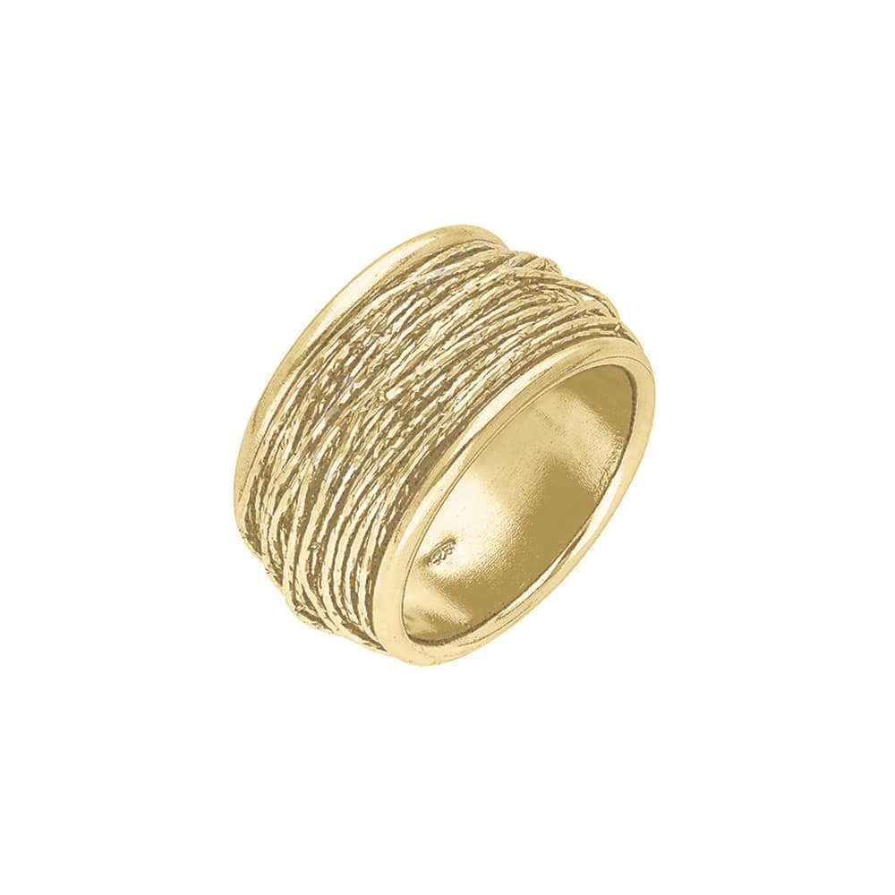 Bague argent doré large fil scintillant
