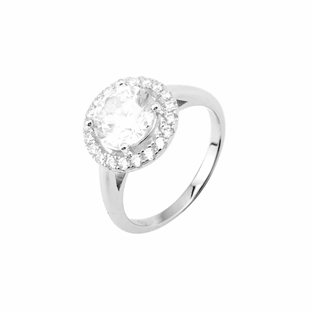 Bague argent solitaire sertie zirconium