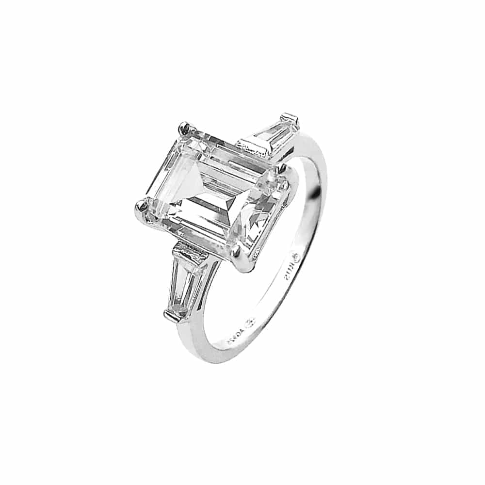 Bague argent solitaire carré