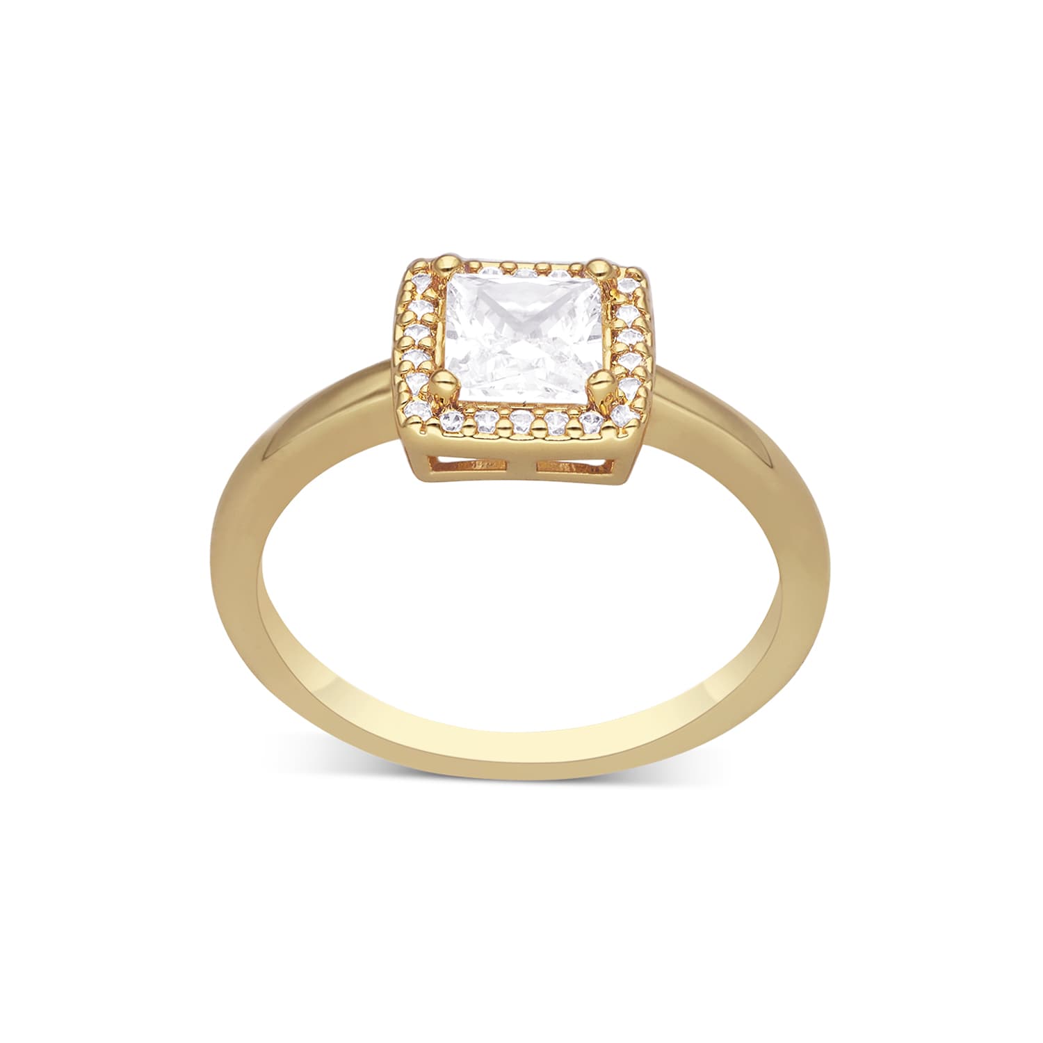Bague dorée solitaire carré