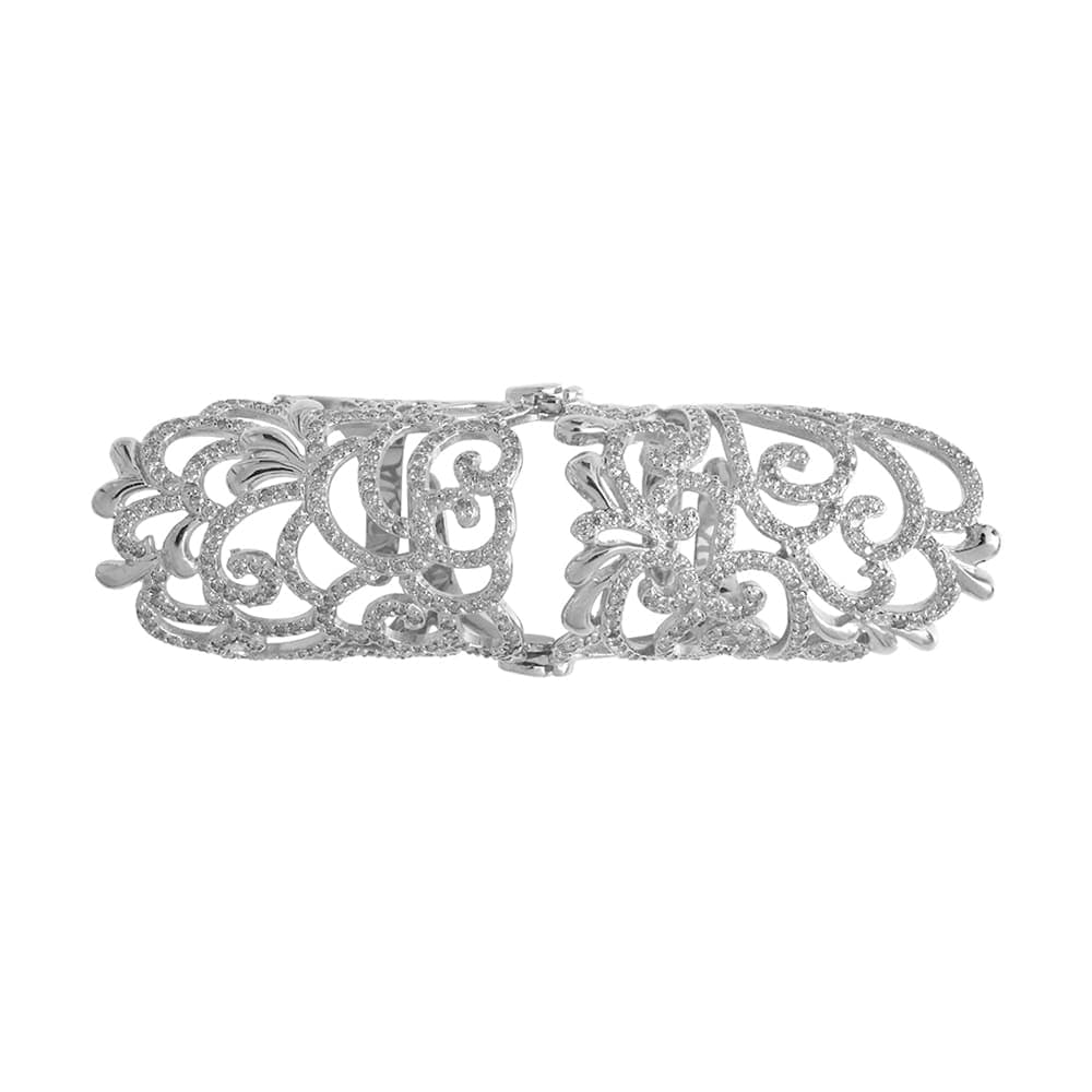 Bague argent rhodié articulée arabesque