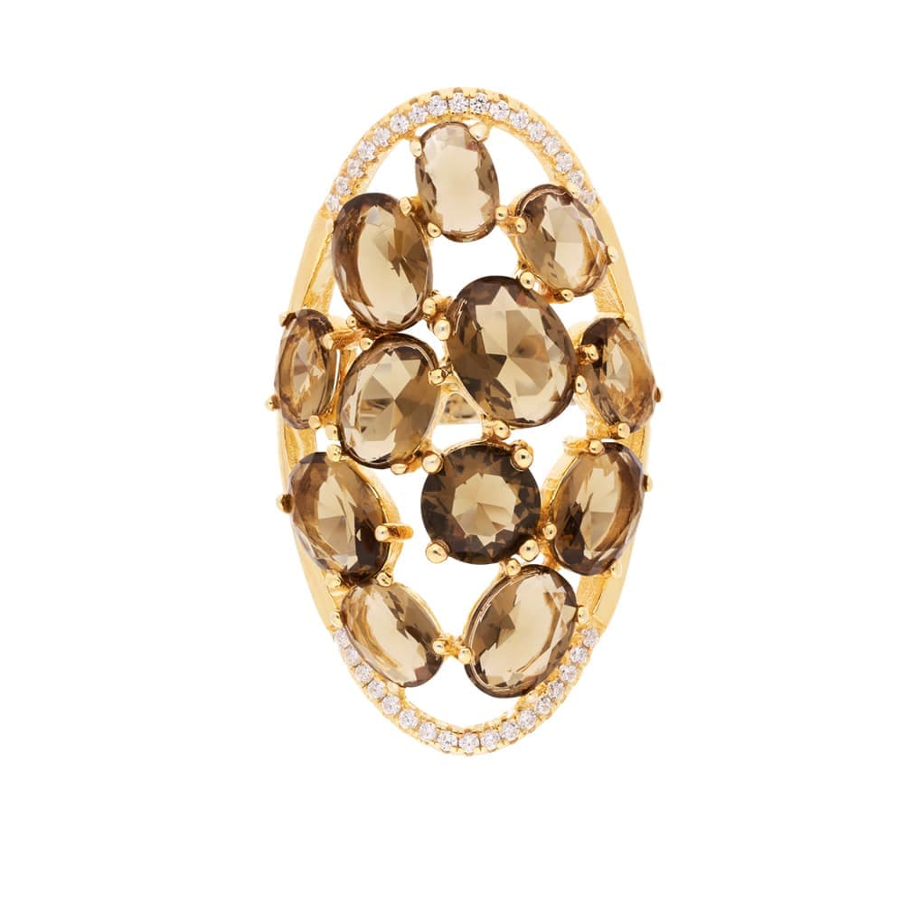 Bague asymétrique pierres brune