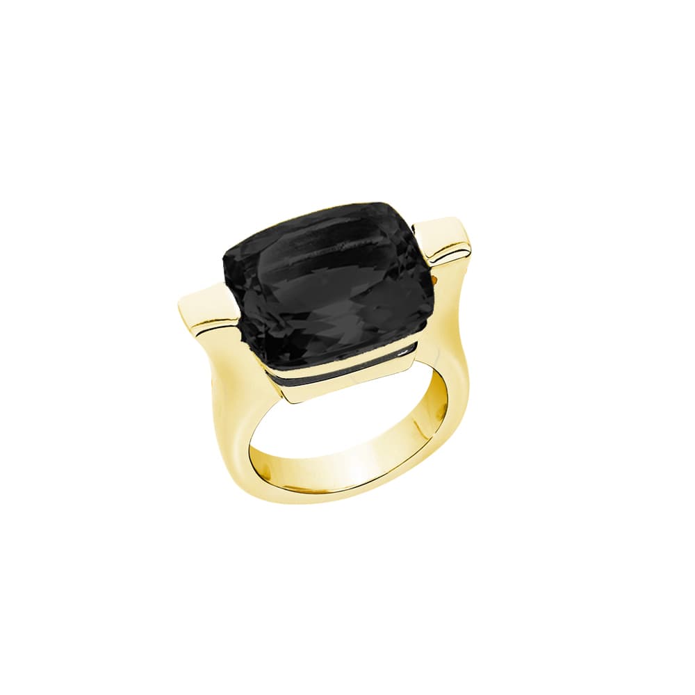 Bague doré athena en argent pierre noir