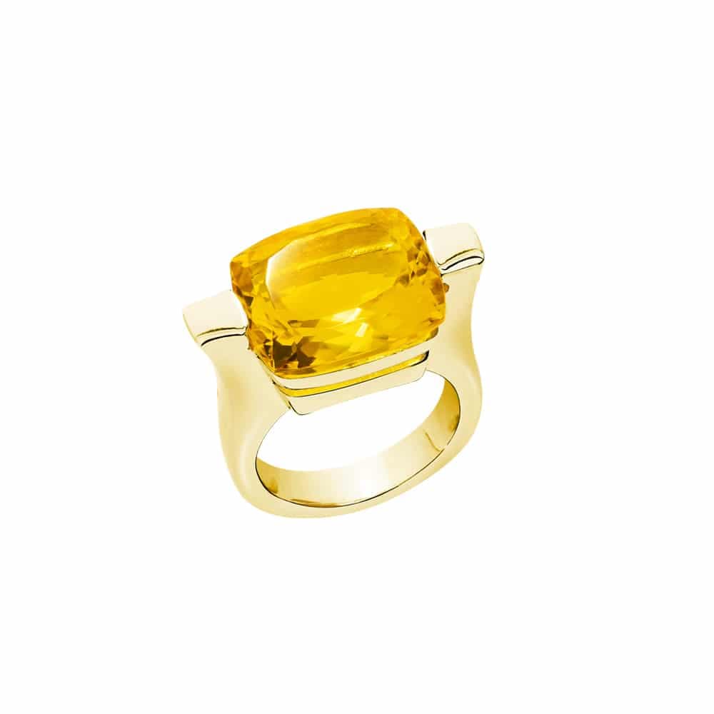 Bague athena argent doré pierre  citrine