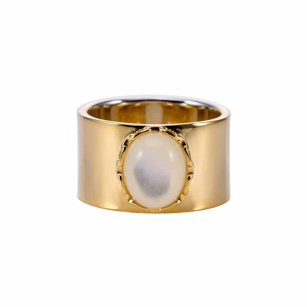 Bague chaine argent doré céline pierre nacre