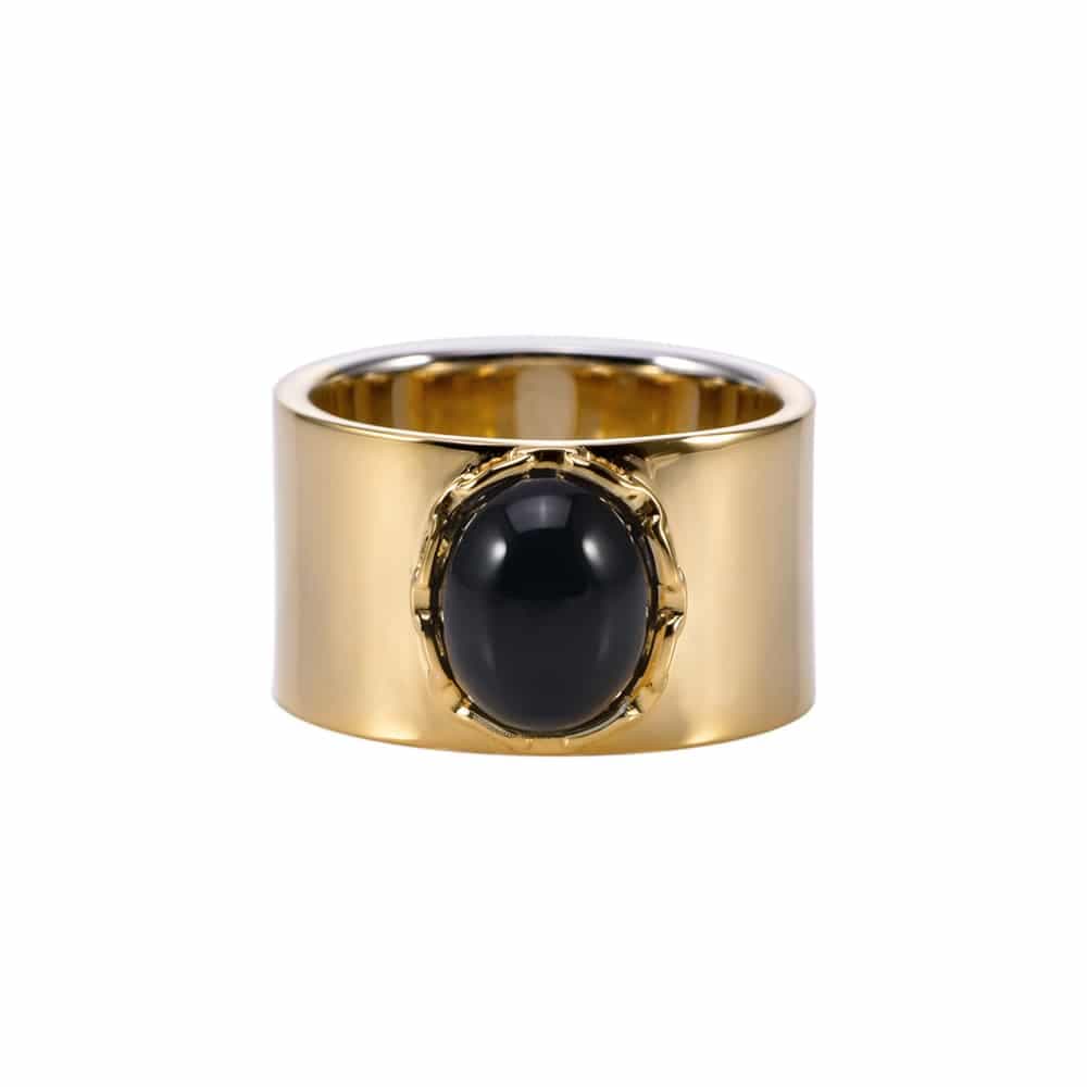 Bague chaine argent doré céline pierre onyx