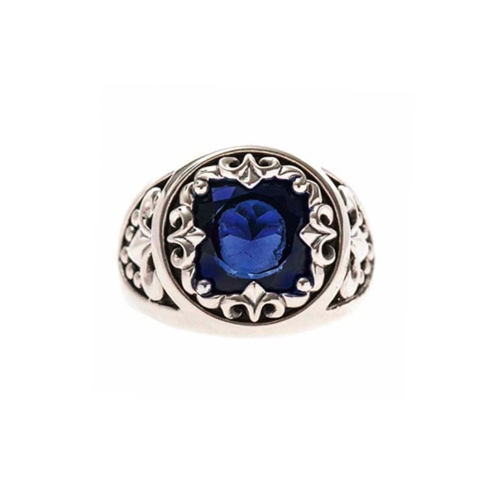 Bague chevalière homme argent union sacrée bleu roi