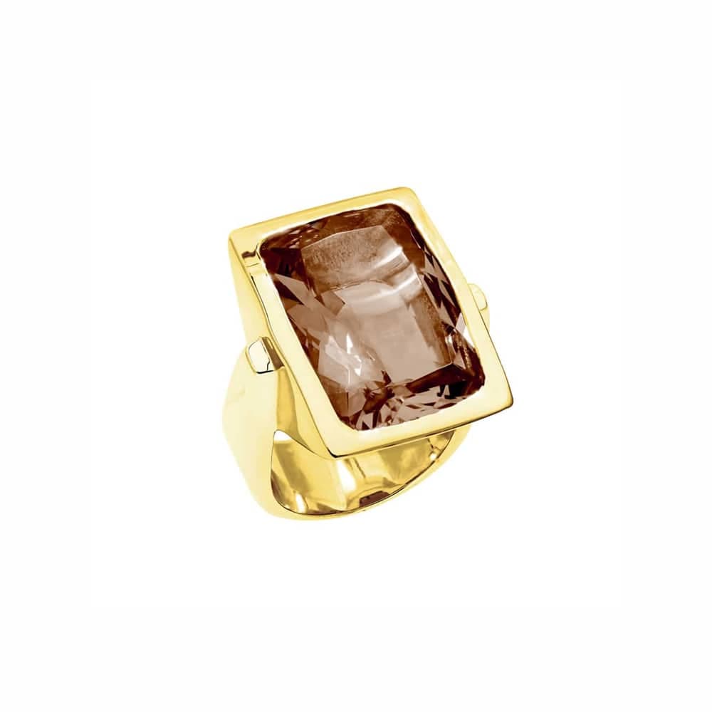 Bague circes argent doré pierre quartz fumé