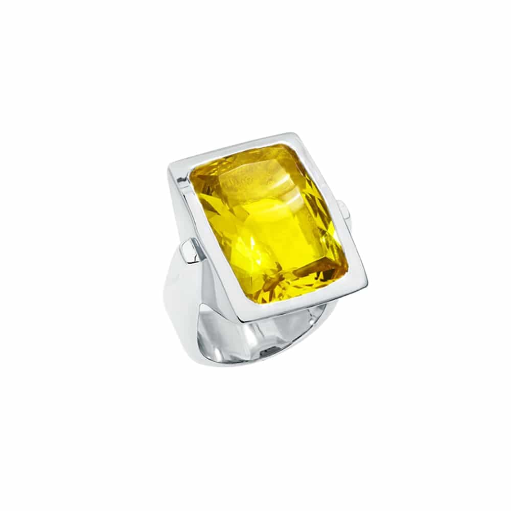 Bague circes argent  pierre quartz jaune