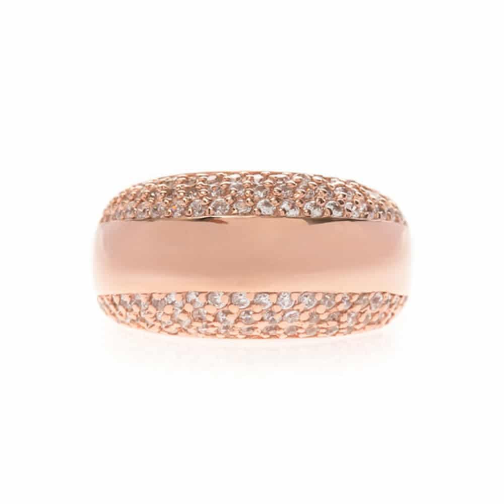 Bague anneau simple serti deux faces rose