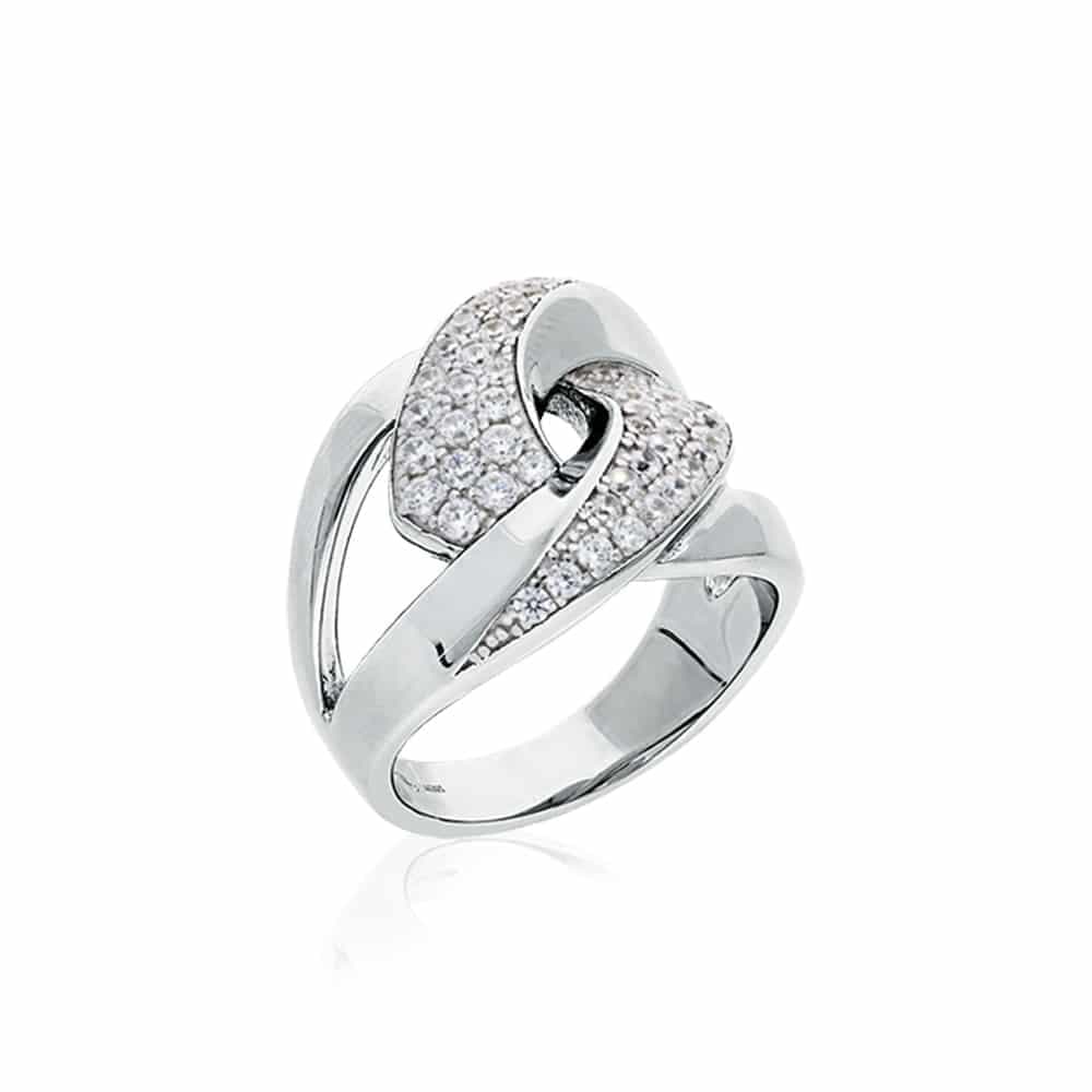 Bague classique argent serti blanc