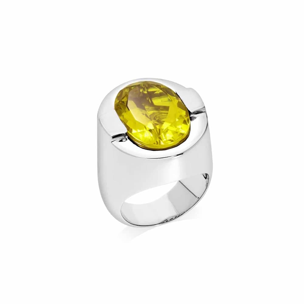 Bague Diane argent  pierre quartz jaune