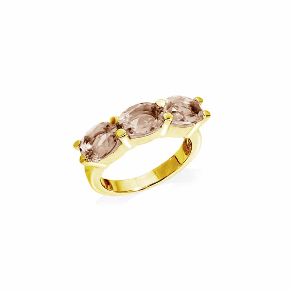 Bague Eos argent doré quartz fumé
